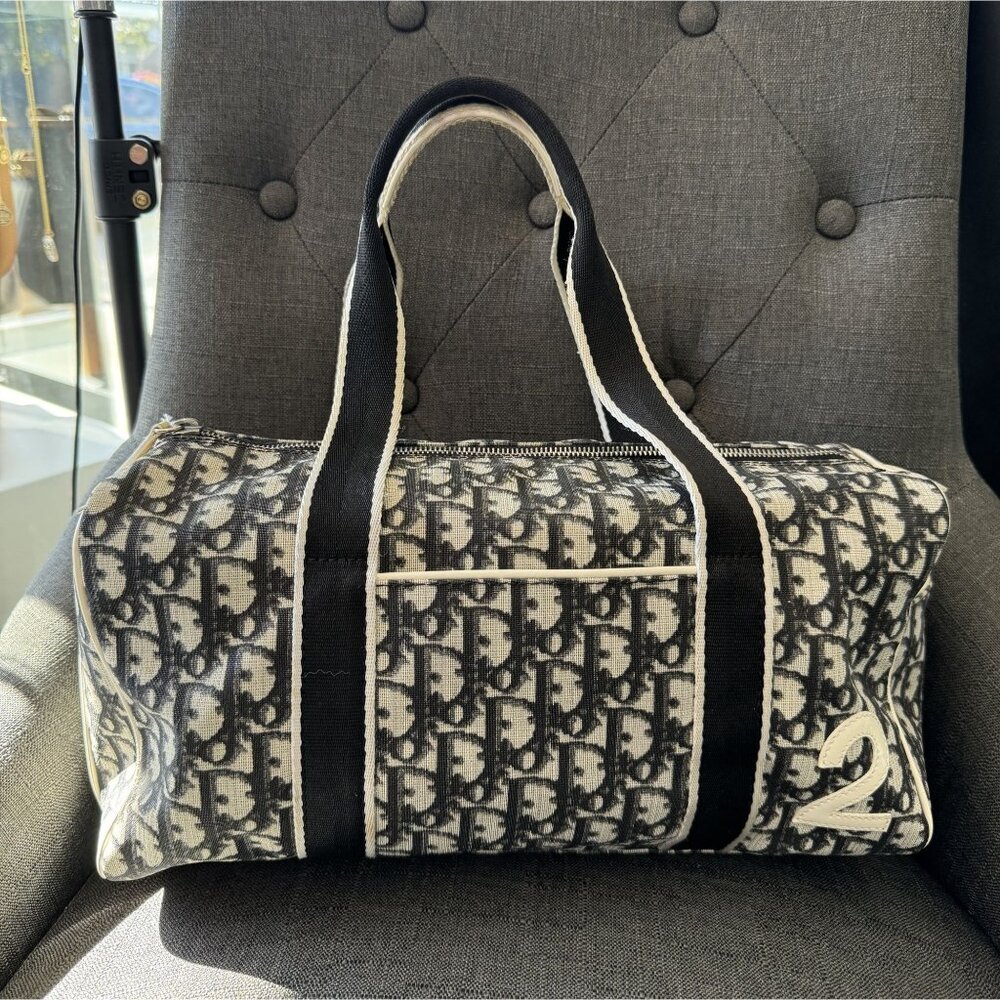 Dior Vintage Trotter Navy #2 Mini Boston Bag